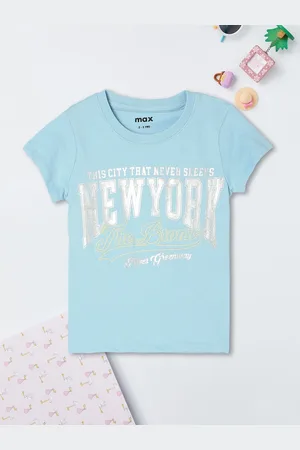 Max Collection Girls Typography Printed Round Neck Cotton T-shirt