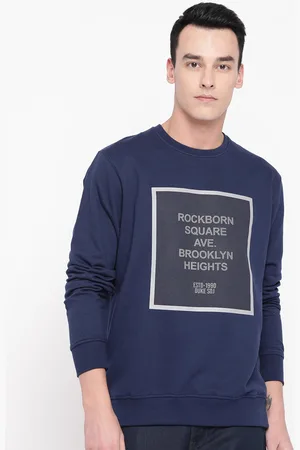 Duke Men Navy Blue Printed Sweatshirt