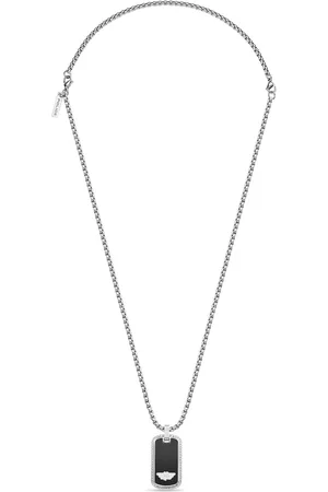 Police Men Stainless Steel Silver-Plated Geometric Shaped Pendant With Chain