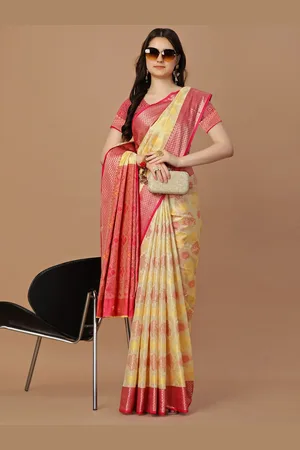 JustFashion Floral Woven Design Banarasi Zari Saree