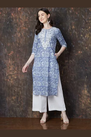 Lifestyle Women Floral Printed Keyhole Neck Flared Sleeves Kurta