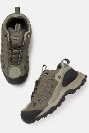 Woodland Men Olive Green & Black Leather Derbys