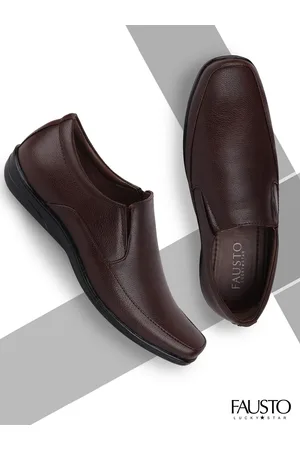 FAUSTO Men Brown Solid Formal Slip-on Shoes