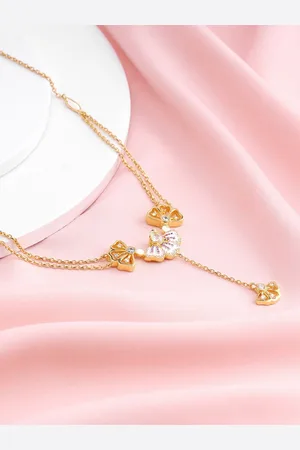 GIVA Sterling Silver Gold-Plated Stone Studded Necklace