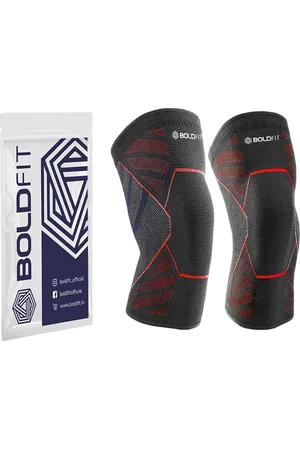 BOLDFIT Black & Red Solid Knee Support Cap
