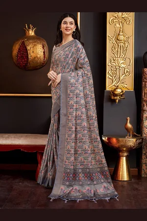 Ishin Floral Printed Zari Saree