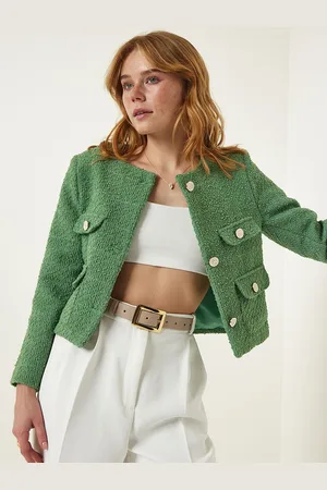 Happiness istanbul Women Solid Crop Jacket