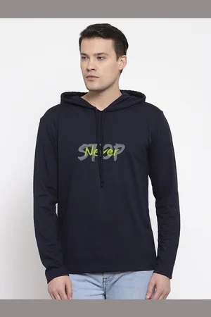 Friskers Men Black Typography Printed Hooded T-shirt