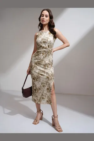 Tokyo Talkies Women Tie Die Twisted High Slit Crochet Dress