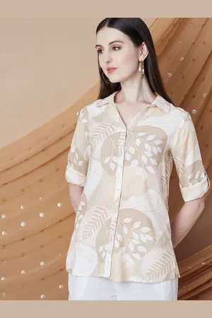 Lifestyle Floral Printed Shirt Collar Neck Tunic