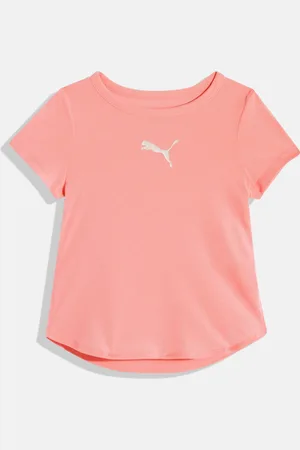 PUMA Girls Minimal Brand Logo Print Marbleized Youth Knitted Training T-shirt