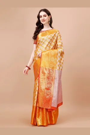 JustFashion Ethnic Motifs Woven Design Zari Kanjeevaram Saree