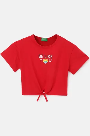 Benetton Girls Typography Printed Pure Cotton Top