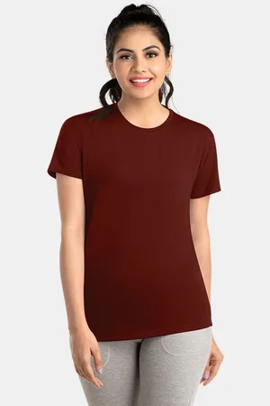 Dermawear Women Solid Round Neck T-Shirt