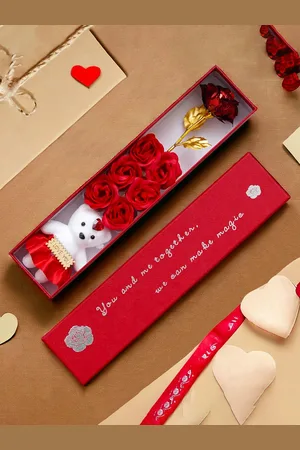 Ascension Set of Artificial Flower & Teddy Rose with I Love You Teddy Bear