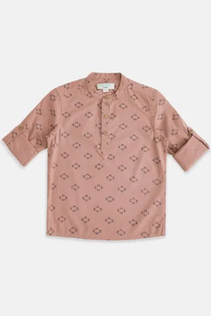 Pantaloons Boys Peach-Coloured Printed Party Shirt