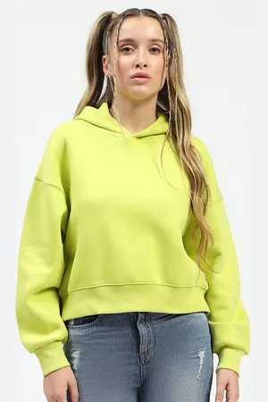 MADAME Women Solid Hood Cotton Pullover Sweatshirt