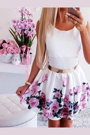 DressBerry Floral Print Fit & Flare Dress