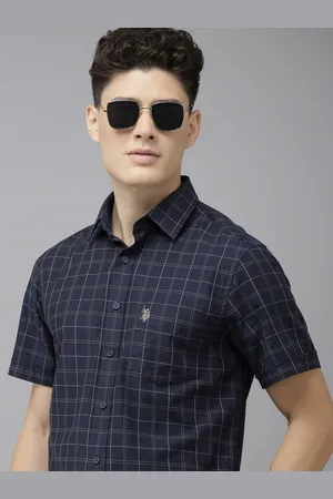 U.S. Polo Assn. U S Polo Assn Men Navy Blue And White Tailored Fit Checked Pure Cotton Casual Shirt
