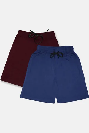 Chimprala Boys Pack Of 2 Blue & Maroon Solid Cotton Outdoor Shorts