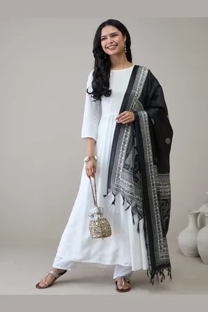 InWeave Women Pleated Kurta with Trousers & With Dupatta