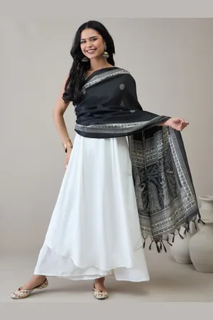 InWeave Women Pleated Kurta with Trousers & With Dupatta