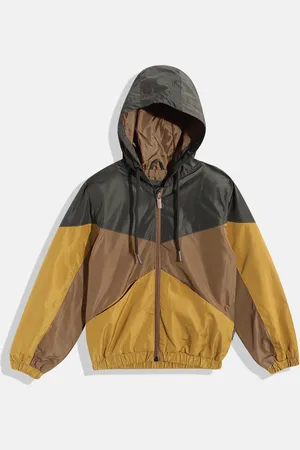 Indian Terrain Boys Colourblocked Hooded Bomber Jacket