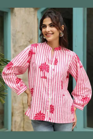 Jaipur Women Printed Mandarin Collar Cotton Top