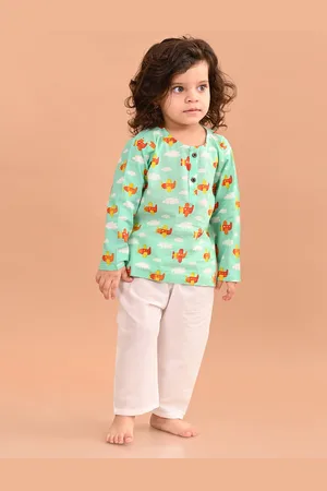 LIL PITAARA Kids Printed Pure Cotton Top with Pyjamas