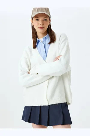 Koton Women V-Neck Long Sleeves Cardigan Sweaters