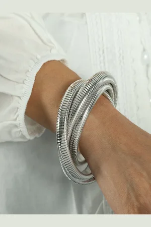 AQUASTREET 18K Silver-Plated 12mm Waterproof Trio Snake Bangle