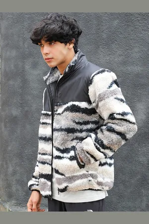 Campus Abstract Printed Mock Collar Windcheater Tailored Jacket
