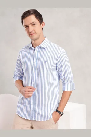 Nautica Premium Slim Fit Striped Pure Cotton Casual Shirt