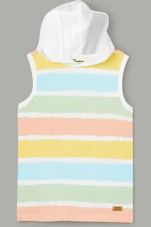 Lifestyle Boys Striped Hooded Pure Cotton Casual T-shirt
