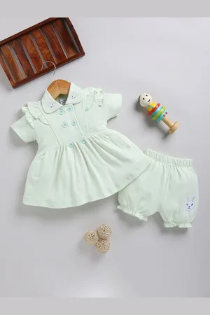Moms Love Infant Girls Polka Dot Print Pure Cotton A-Line Dress with Shorts