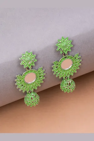 HOUSE OF ARLI Silver-Plated Circular Drop Earrings