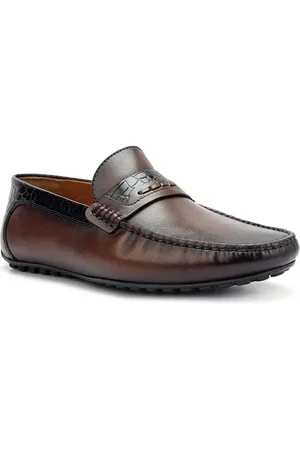 ROSSO BRUNELLO Men Textured Leather Loafers