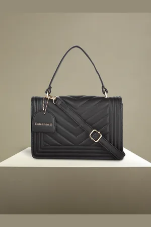 Fastrack Black PU Structured Sling Bag with Quilted