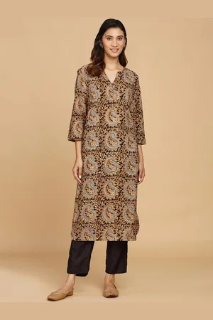 Fabindia Floral Kalamkari Printed Pure Cotton Kurta