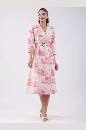 JISORA Women Cotton Floral Print A-Line Dress