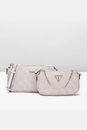 Guess Brand Logo Printed Structured Sling Bag with Pouch