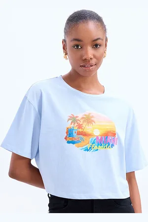 COVER STORY Women Printed Round Neck Cotton T-shirt