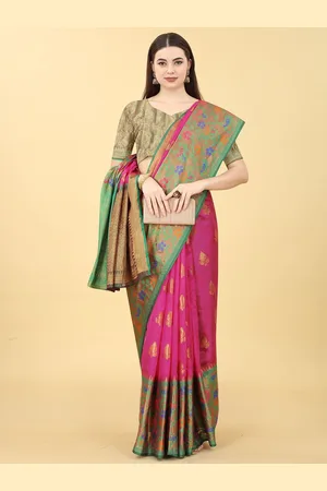 JustFashion Woven Design Zari Art Silk Banarasi Saree