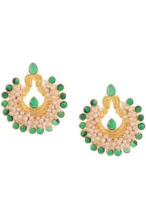 Silvermerc Designs Gold & Green Crescent Shaped Drop Earrings