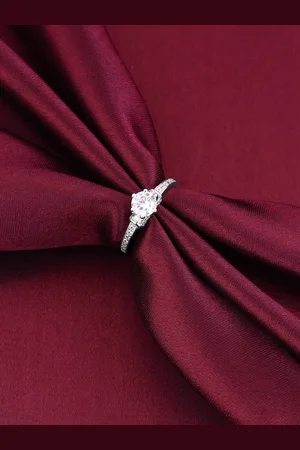 GIVA Rhodium-Plated 925 Sterling Silver Stone Studded Finger Ring