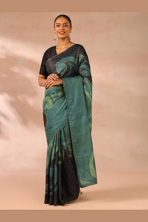 Taneira Abstract Printed Sequinned Pure Silk Saree