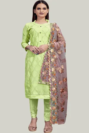 HERE&NOW Floral Embroidered Thread Work Unstitched Dress Material