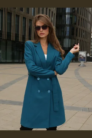 Dlanxa Women Sea Green Blue Solid Knee Length Trench Coat