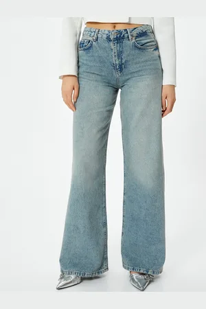 Koton Women Straight Fit Low Distress Light Fade Jeans