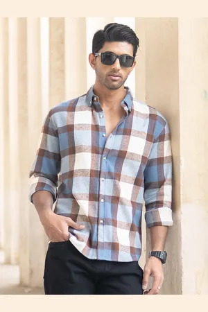 Powerlook Men Button-Down Collar Checked Cotton Casual Shirt